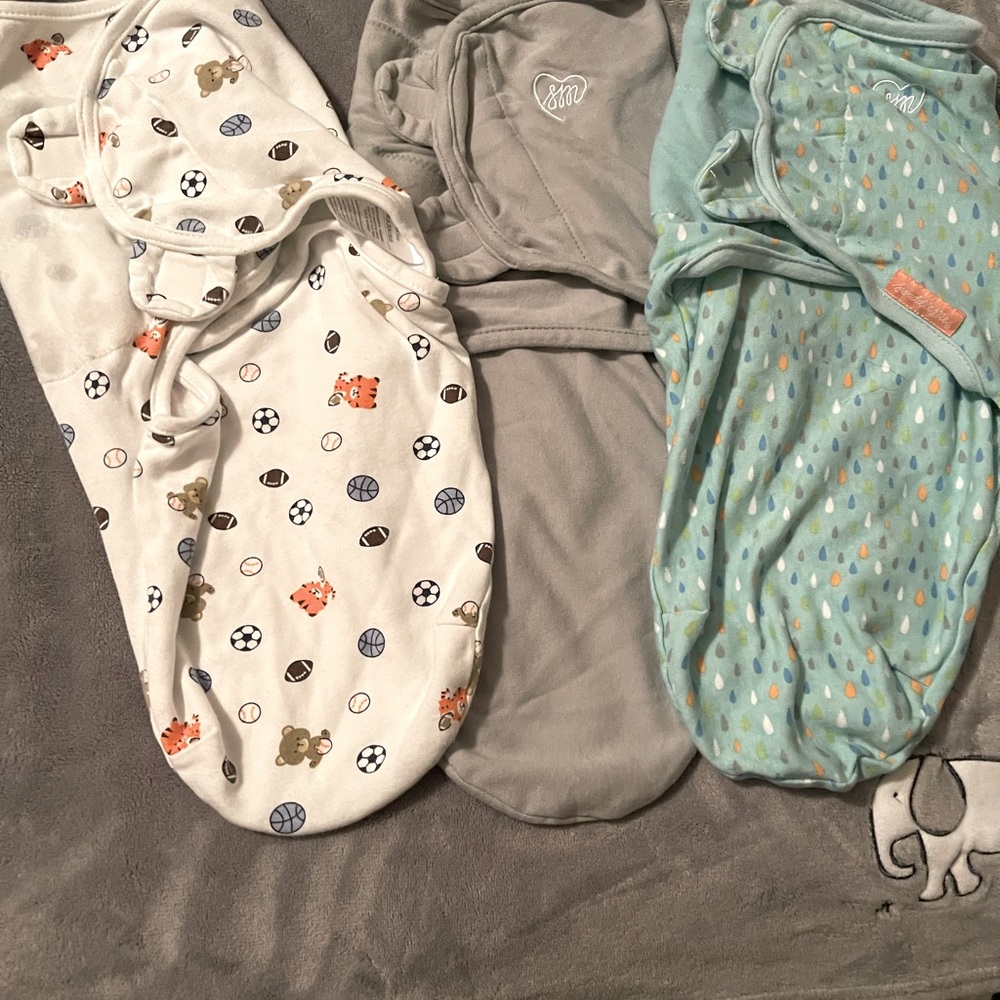 3 baby swaddles
